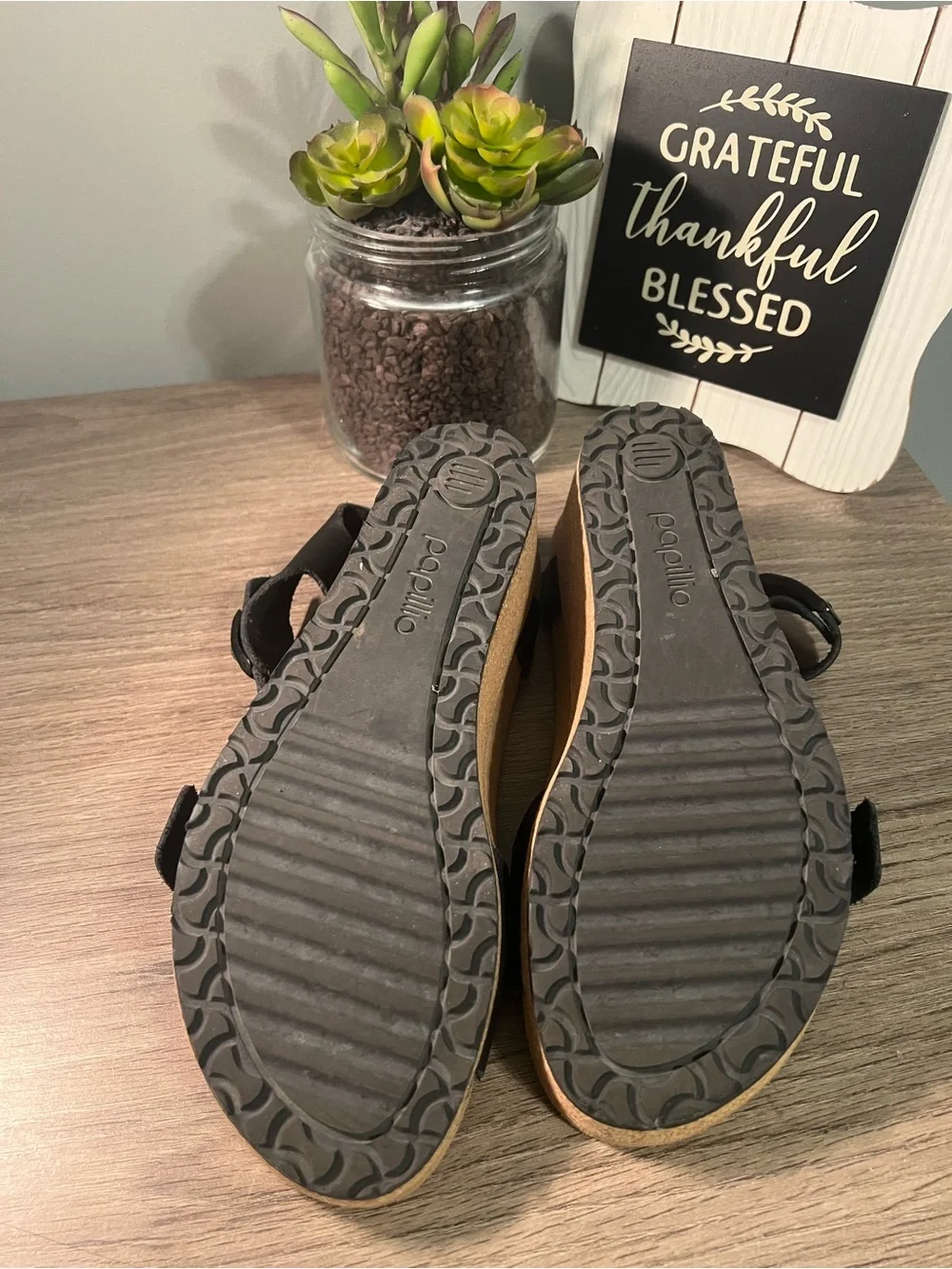 BIRKENSTOCK Papillio Black Leather Wedge Sandals with Buckles SIZE 39 - Picture 10 of 11